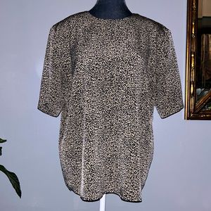 Vintage City Girl by Nancy Bolen leopard print silky soft poly blouse